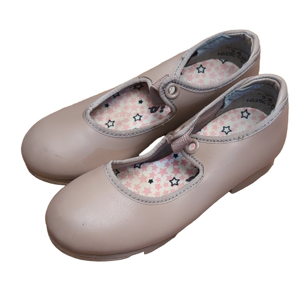 Capezio Jr Tyette N625C Girls Tap Shoes Tan 9 M Attached Taps